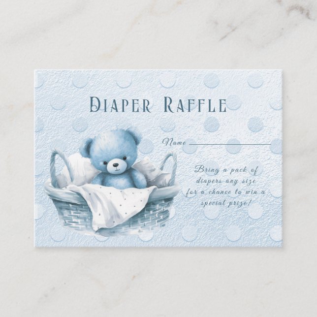 Carte D'accompagnement Ours en peluche bleu dans un panier Baby Shower (Devant)