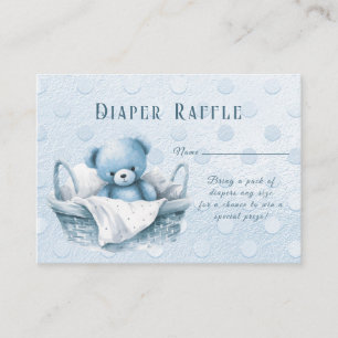 Carte D'accompagnement Ours en peluche bleu dans un panier Baby Shower