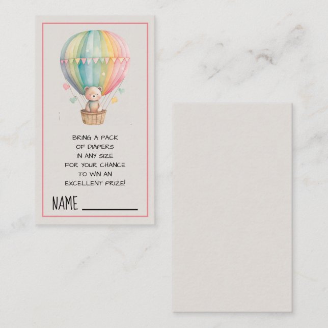 Carte D'accompagnement Ours en peluche dans un ballons à air chaud (Devant / Derrière)