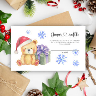 Carte D'accompagnement Ours en peluche de Noël avec cadeau - billet de ti