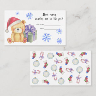 Carte D'accompagnement Ours en peluche d'hiver - devinez combien de bonbo