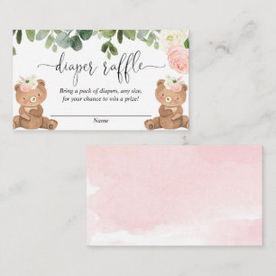 Carte D'accompagnement Ours en peluche jumelles en couche fleurie rose to