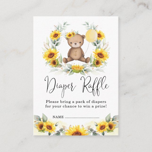 Carte D'accompagnement Ours en peluche tournesol Couronne florale Tirage  (Devant)