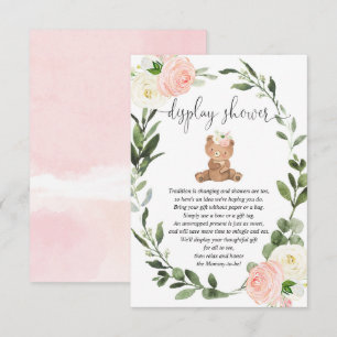 Carte D'accompagnement Ours en peluche verdure affiche florale rose douch