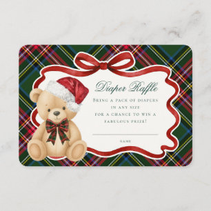 Carte D'accompagnement Ours en tartan vert pour la tombola de couches de