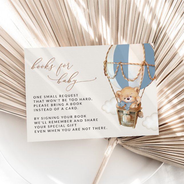 Carte D'accompagnement Ours En Teddy, Ballons Bleu À Air Chaud, Livres Po (Créateur téléchargé)