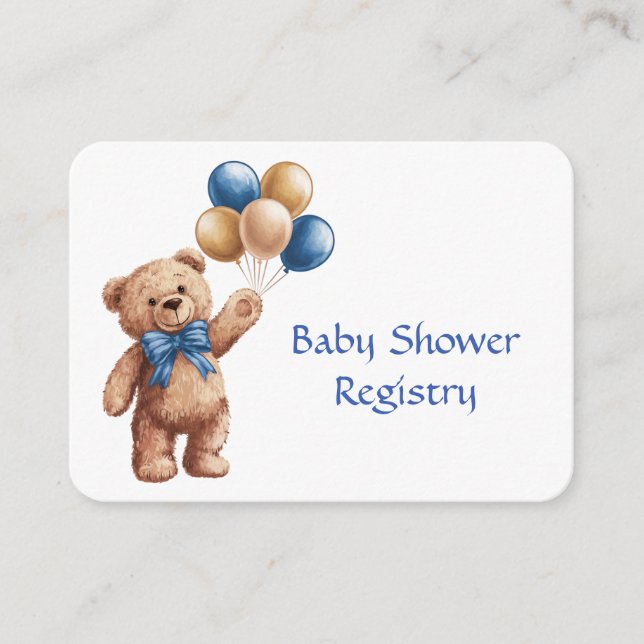 Carte D'accompagnement Ours en Teddy Tan mignon avec Baby shower garçon d (Devant)