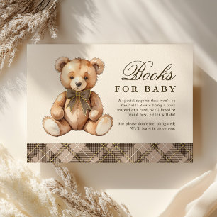 Carte D'accompagnement Ours en Vichy Marron Livres Pour Bébé Cadeau de Na