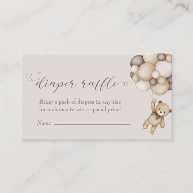 Carte D'accompagnement Ours mignon Avec Balloons Déchets Raffin (Devant)