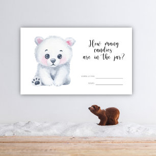 Carte D'accompagnement Ours polaire hiver devinez combien de bonbons