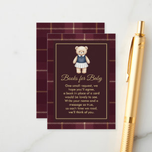 Carte D'accompagnement Ourson classique polo prépa plaid Baby Shower