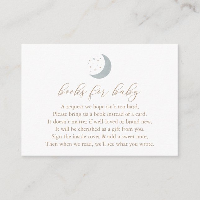 Carte D'accompagnement Over the Moon Boy Baby shower Books for Baby (Devant)