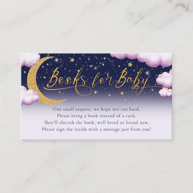 Carte D'accompagnement Over the Moon Girl Baby shower Livres pour bébé (Devant)