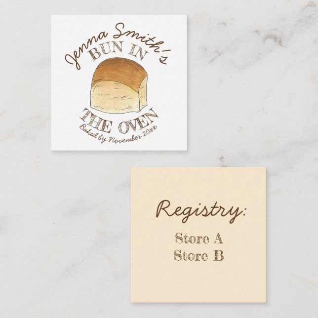 Carte D'accompagnement Pain dans le four Pain Dîner Baby shower roulé (Devant / Derrière)