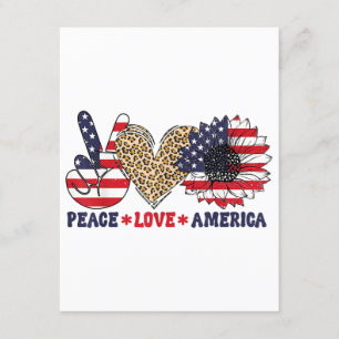 Carte D'accompagnement Paix Amour Amérique 4 juillet patriotique