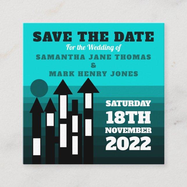 Carte D'accompagnement Palais Oriental Bleu, Sauvez la date (Devant)