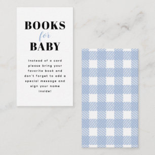 Carte D'accompagnement Pale Blue En vichy Plaid Baby shower Book Demande