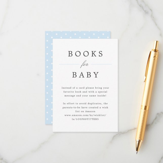 Carte D'accompagnement Pale Blue Grand Millennial Books for Baby Request (Devant/Arrière en situation)