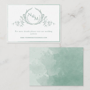 Carte D'accompagnement Pale Green Aquarelle Monogramme Site Mariage