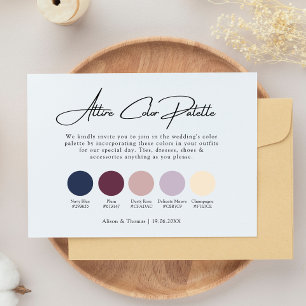 Carte D'accompagnement Palette couleur Mariage bleu marine et prune Attiq