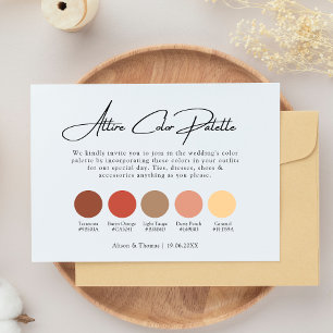 Carte D'accompagnement Palette couleur Mariage orange brulé Boho