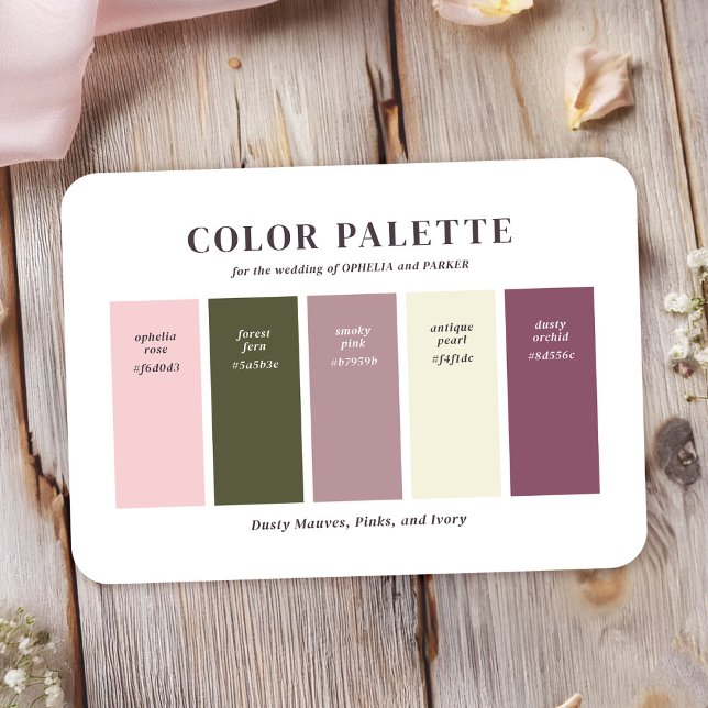 Carte D'accompagnement Palette couleur Mariage rose pâle Mauve ivoire (Say "I DO" to a wedding color palette that is romantic, elegant, and vintage inspired.
)