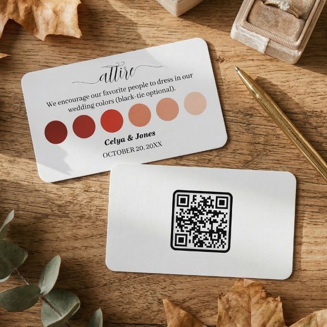 Carte D'accompagnement Palette de code vestimentaire pour une robe de mar ( Fall Wedding Attire Dress Code Palette Enclosure Card)