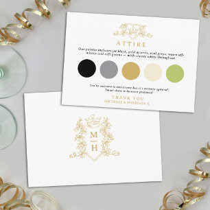 Carte D'accompagnement Palette de couleurs de tenue de mariage à monogram