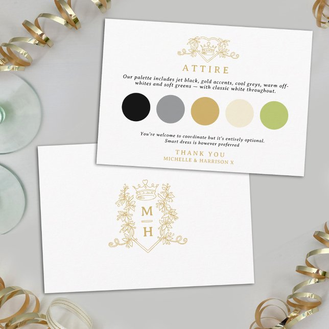 Carte D'accompagnement Palette de couleurs de tenue de mariage à monogram (Créateur téléchargé)