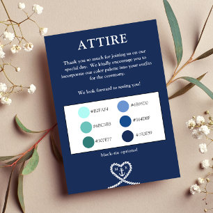 Carte D'accompagnement Palette de couleurs du coeur bleu marine Mariage A