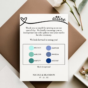 Carte D'accompagnement Palette de couleurs Mariage de coeur blanc et noir