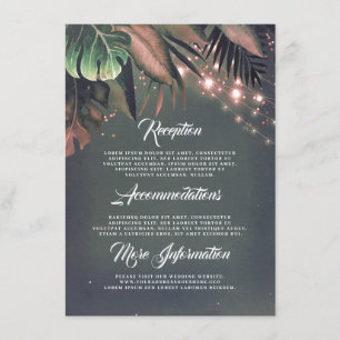 Carte D'accompagnement Palm Feuille String Lights Beach Wedding Détails