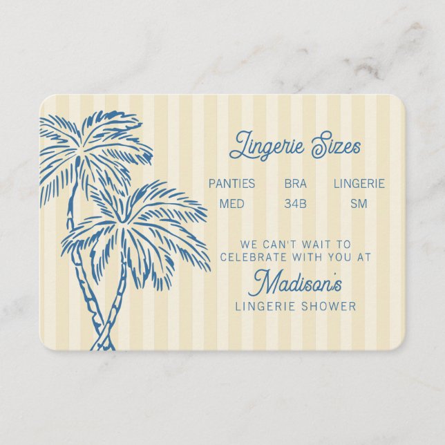 Carte D'accompagnement Palm Springs jaune Pastel Beach Lingerie Insertion (Devant)