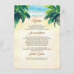 Carte D'accompagnement Palm Tree and Seaside Mariage Détails