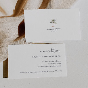 Carte D'accompagnement Palm Tree Beach Mariage Hébergements