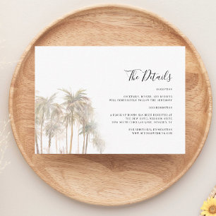 Carte D'accompagnement Palm Tree Watercolor Détails sur le Mariage côtier
