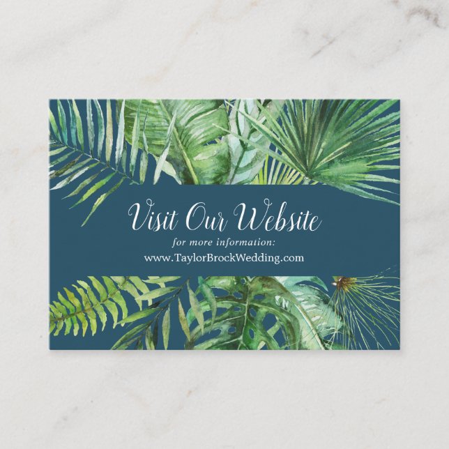Carte D'accompagnement Palme tropicale sauvage | Site Mariage bleu de la  (Devant)