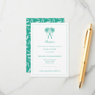 Carte D'accompagnement Palmiers noués Réception de mariage tropical