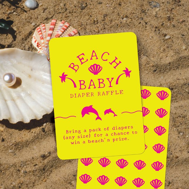 Carte D'accompagnement Palms & Dolphins Plage Jaune & Rose Bébé (Créateur téléchargé)