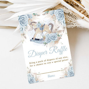 Carte D'accompagnement Pampas Grass Blue Floral Rocse Cheval Diaper