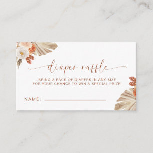 Carte D'accompagnement Pampas Grass Boho Diaper Raffle Baby shower du dés