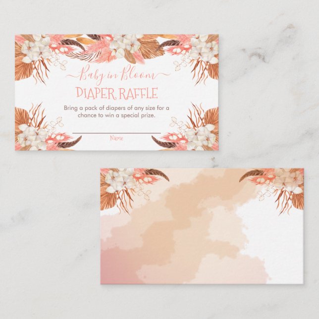 Carte D'accompagnement Pampas Grass | Brochure à fleurs blanches (Devant / Derrière)