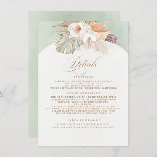 Carte D'accompagnement Pampas Grass Elegant Soft Pastel Détails Mariage