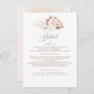 Carte D'accompagnement Pampas Grass Elegant Soft Pastel Détails Mariage