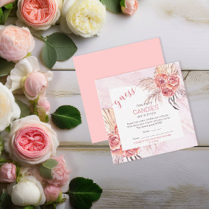 Carte D'accompagnement Pampas Grass Rose Blooms   Les bonbons dans le pot