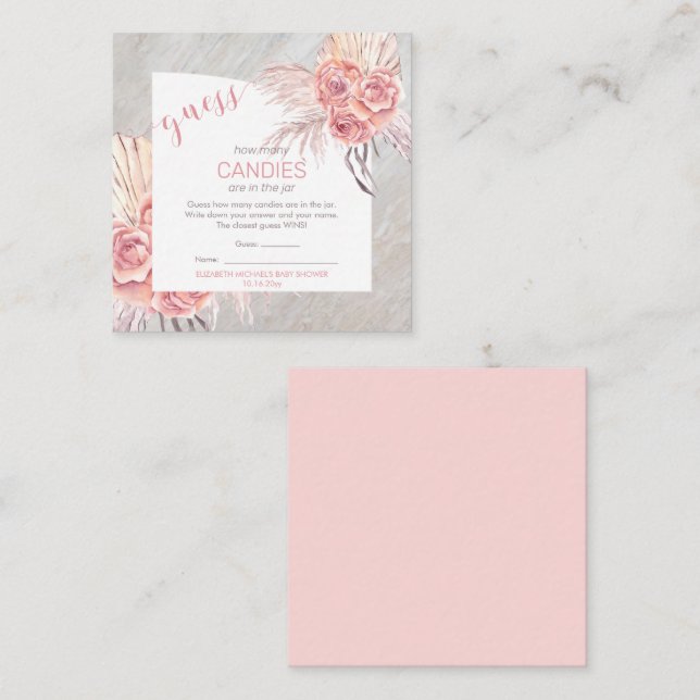 Carte D'accompagnement Pampas Grass Rose Blooms | Les bonbons dans le pot (Devant / Derrière)