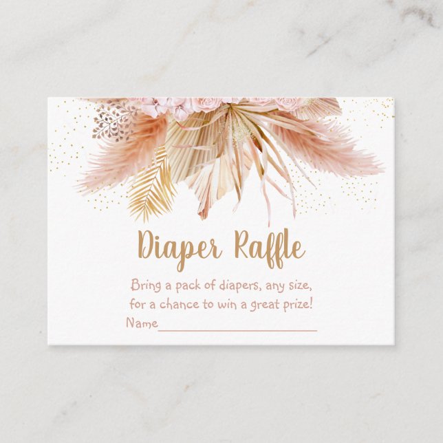 Carte D'accompagnement Pampas Grass rose or Floral Baby Diaper Raffle (Devant)