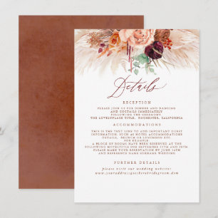 Carte D'accompagnement Pampas Grass Terracotta Détails Mariage Boîtier