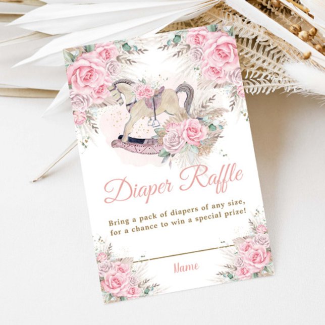 Carte D'accompagnement Pampas Herbe Rose Floral Rocse Cheval Diaper (Créateur téléchargé)