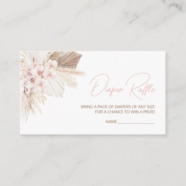 Carte D'accompagnement Pampas rose Floral Baby shower Boho Déchets Raffin (Devant)